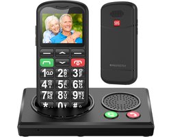 Protectly® Senioren Telefoon - 4G - SOS-Functie - Senioren Telefoon Grote Toetsen Met Kleur - Senioren Mobiele Telefoon - Senioren GSM - Oplaadstation - Handsfree bellen - Simlockvrij - Nederlandstalig - Incl. Simkaart
