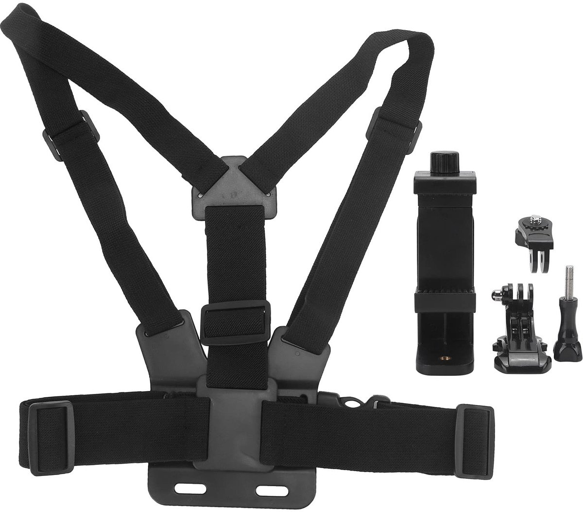 Allecto - Smartphone-borstmontage - Universele Mobiele Telefoon Borstband - Hoog elastisch materiaal - Zwart - Voor sportcamera - Geschikt voor mob...