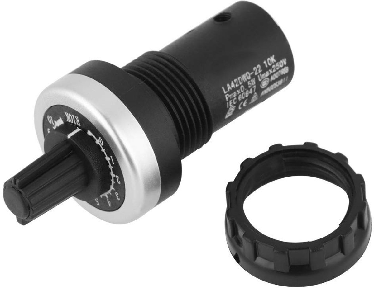 Allecto - Potentiometer - Roterende potentiometer - Geschikt voor variabele snelheidsaandrijvingen - 10k Ohm - Eenvoudig te monteren - Geschikt voo...