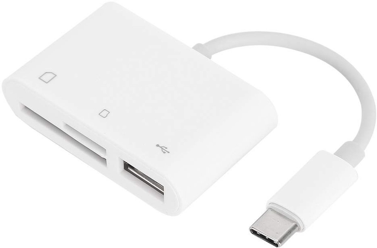 Allecto - Usb-C naar SD-kaartlezer - Geheugenkaartlezer voor camera - Wit - Videolezer voor Android - Geschikt voor laptops en tablets