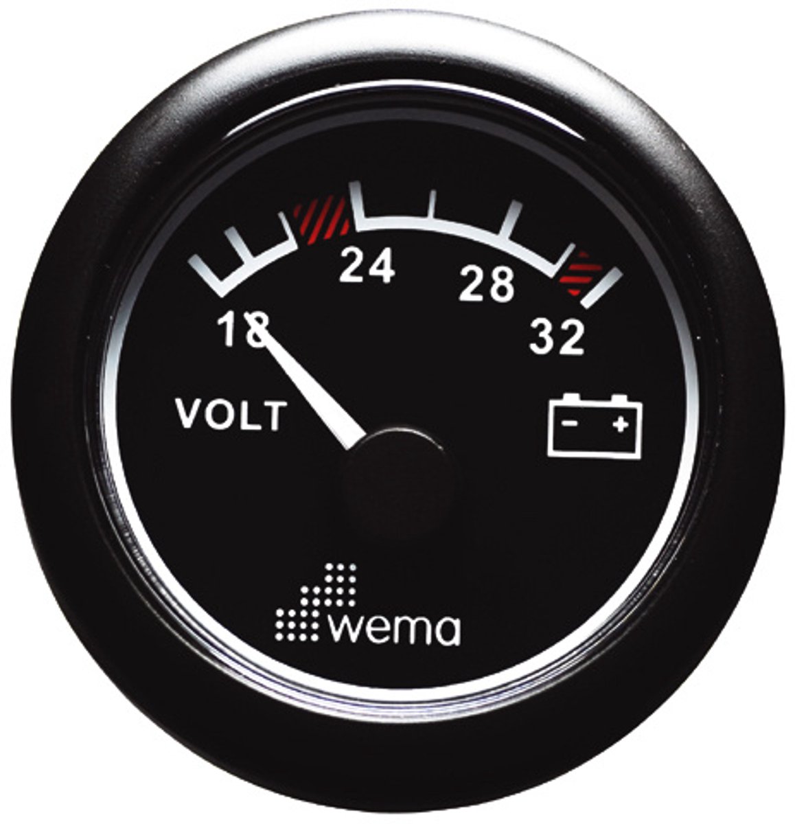 Wema - voltmeter - 24Volt - zwart