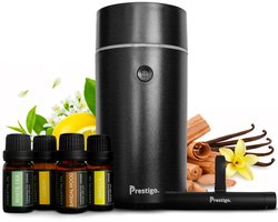 Prestigo Autoparfum - Diffuser & clip - Auto parfum set - 6 geuren - Slim, stil & hervulbaar - met navulling - Auto geurverfrisser - Vaderdag cadeau