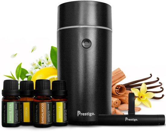 Prestigo Autoparfum - Diffuser & clip - Auto parfum set - 6 geuren - Slim, stil & hervulbaar - met navulling - Auto geurverfrisser