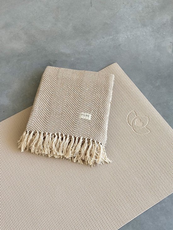 Yoga deken / meditatie deken visgraat taupe - Pure van Pure — afbeelding 2