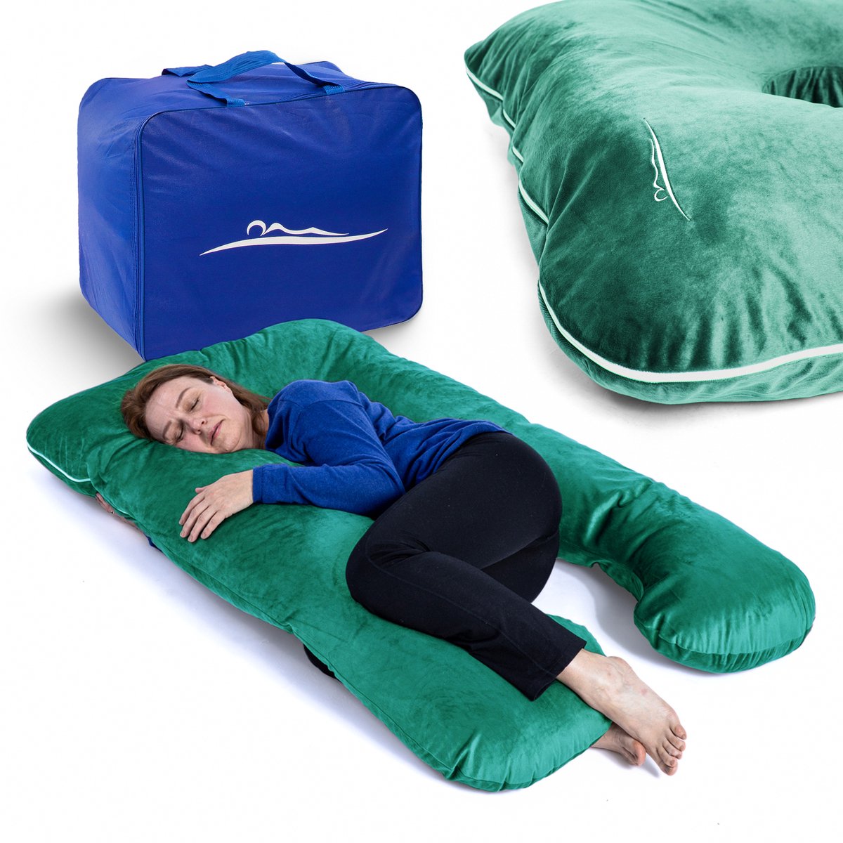 KomfortKissen™ Premium Zwangerschapskussen XXL – Lichaamskussen 150 cm – Zijslaapkussen – Body Pillow – Voedingskussen – Ergonomisch Kussen – Afneembare Hoes – Wasbaar – Borstvoedingskussen – Groen