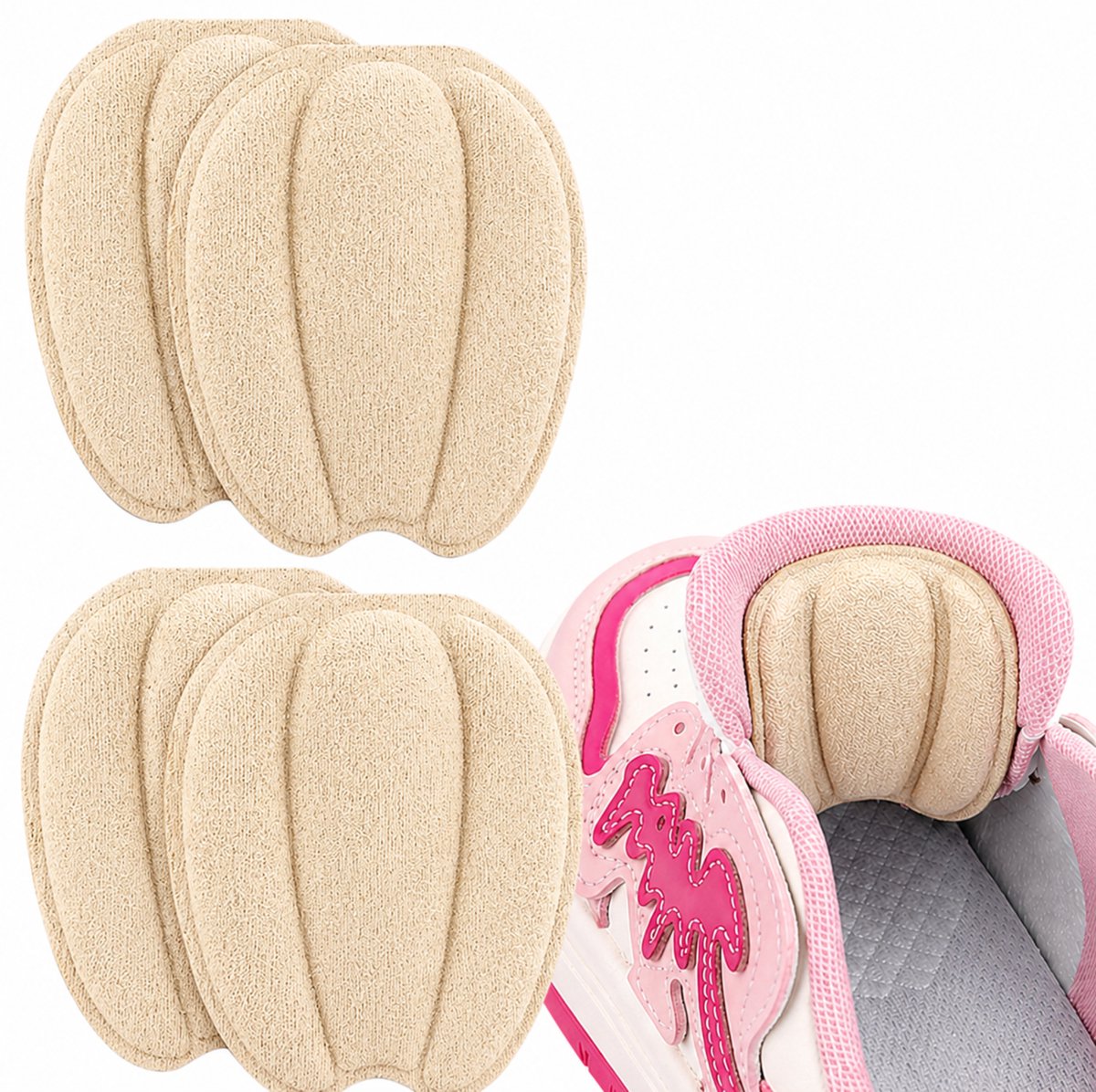 U Fit One Schoentong en Hielbeschermer tegen Blaren - 4 stuks - Hielkussen - Steunzolen - Antislip hielzool - Beige