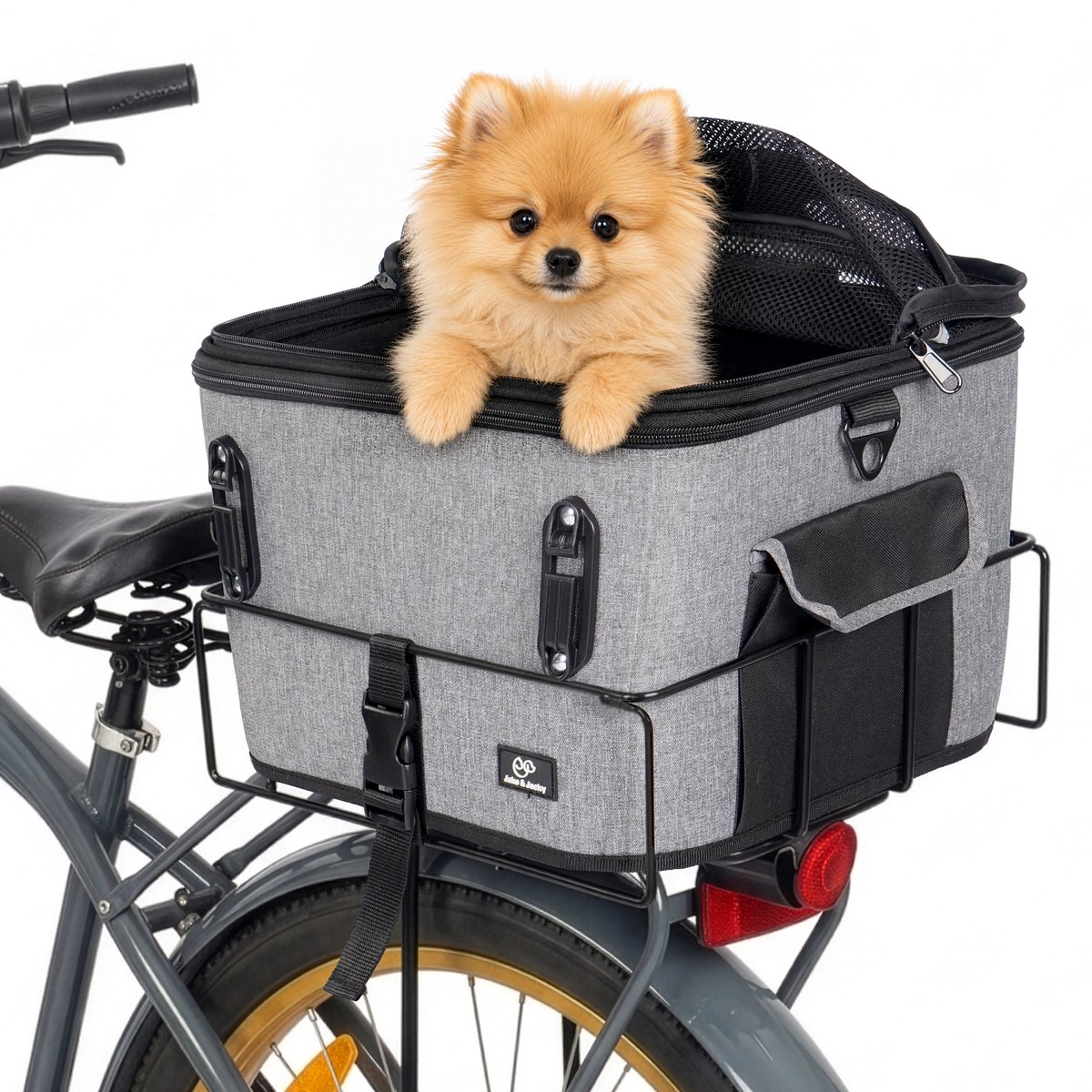 Jake and Jacky Hondenfietsmand achterop met autostoelfunctie