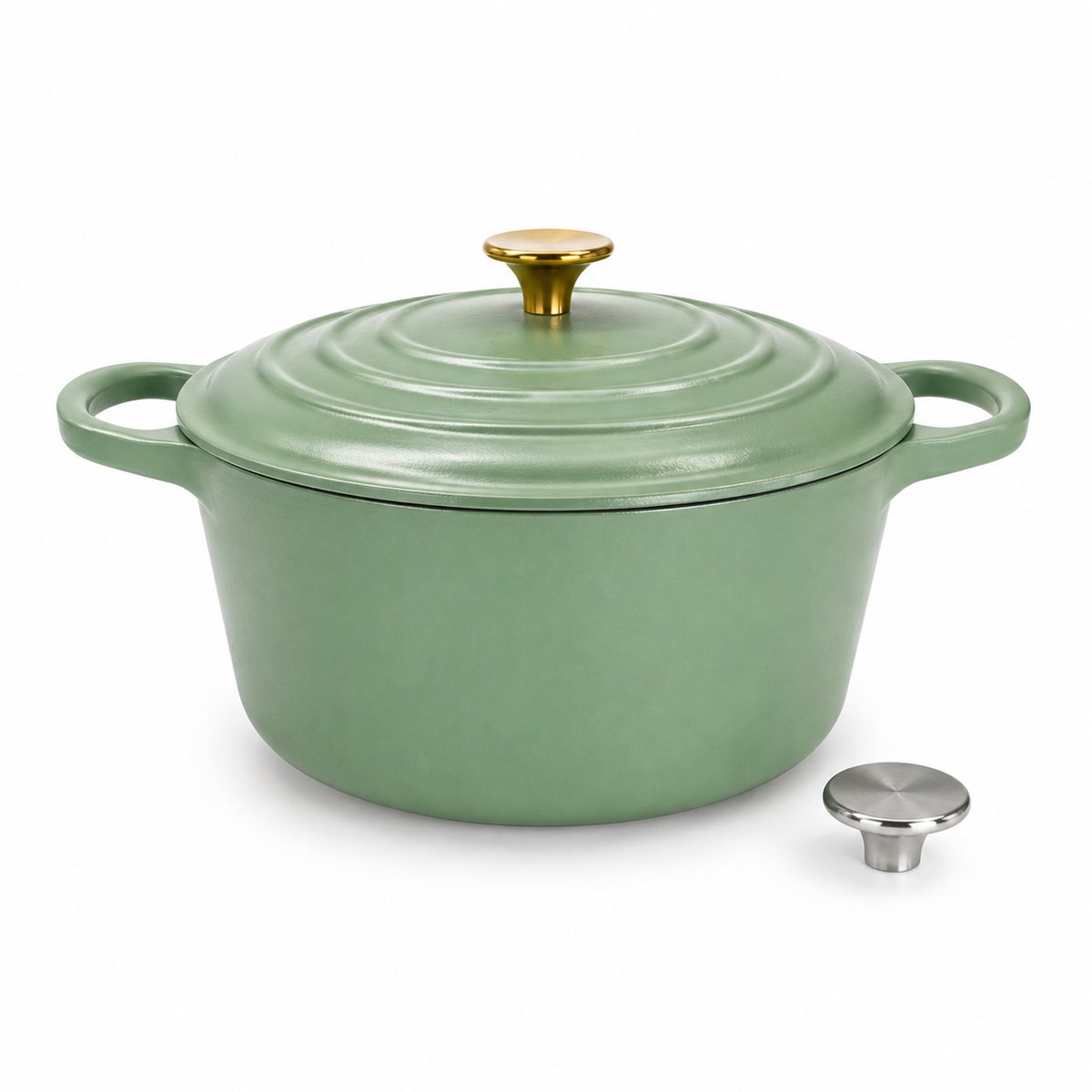 Relance Braadpan Inductie Gietijzer – Geëmailleerd – Ø 26 cm – 4,5 Liter – Mat Olijf groen