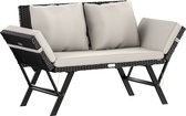 Banc de Jardin en Polyrotin Casaria - Réglable Incl. Coussins – Zwart