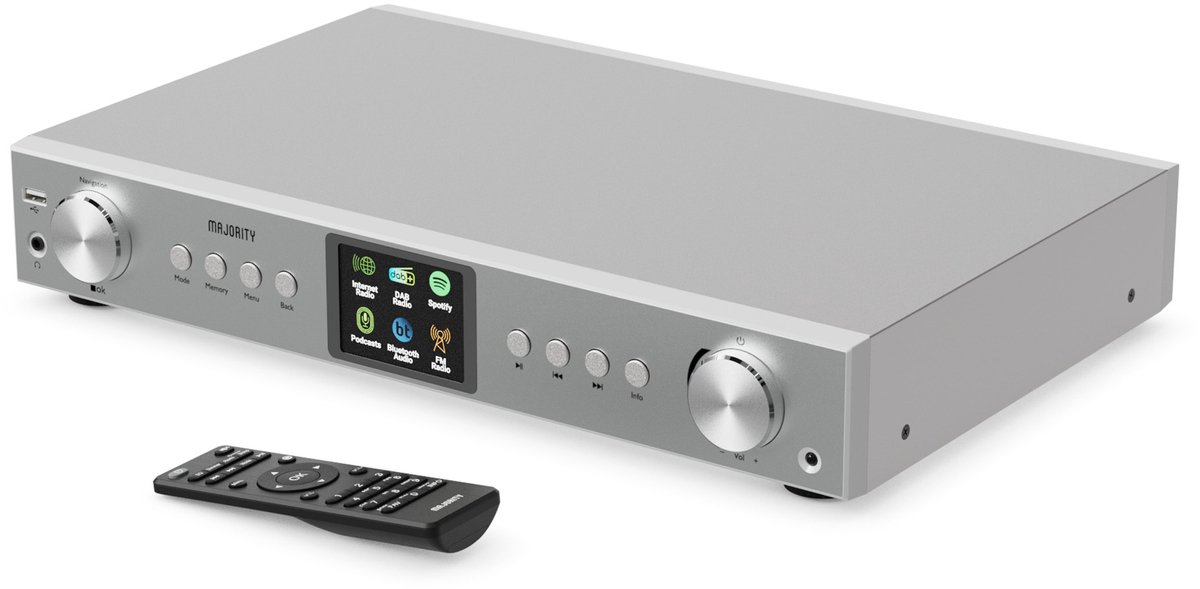 Majority Fitzwilliam 2 Radio Tuner - Bluetooth - Internet/DAB/DAB+/FM - Zilver