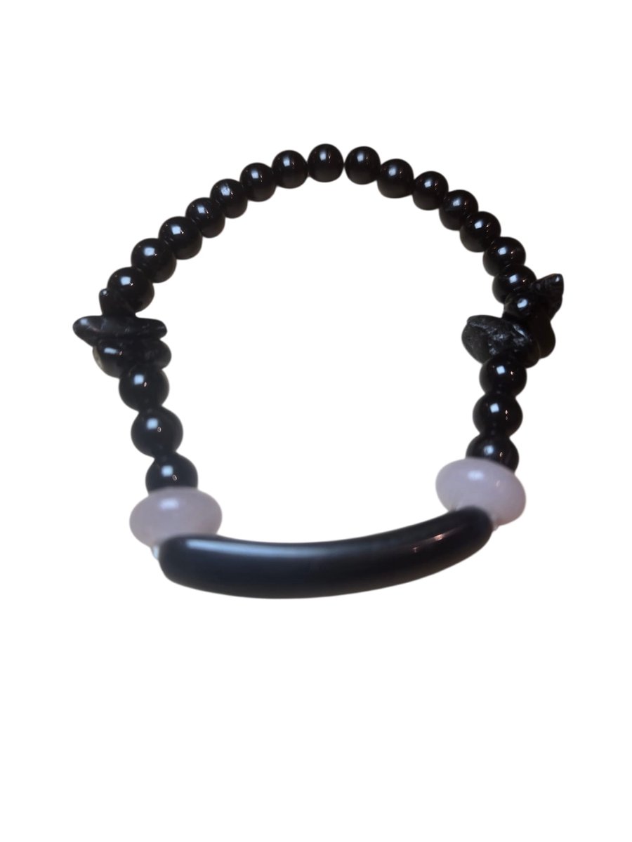 toermalijn armband met rozenkwarts spacers