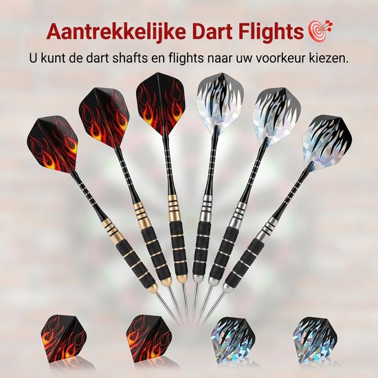 Dartpijlen Set 6 Stuks - 24 Gram Steeldarts - Professionele Dartset - Inclusief Flights en Dartetui van Merkloos — afbeelding 3
