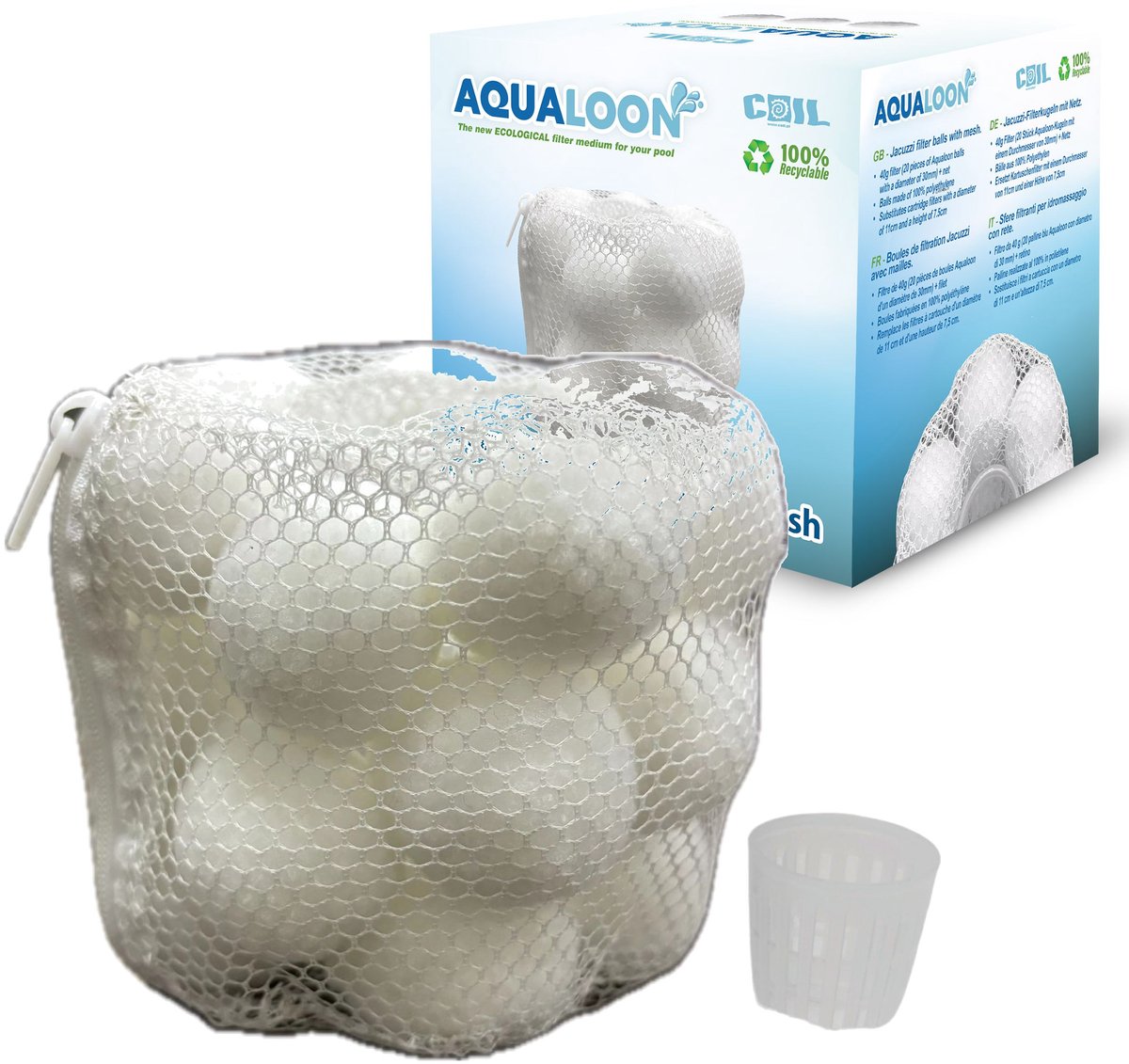 COIL Aqualoon Filterballen Wit – Filter Type VI / S1 Vervanger – Spa Filter – Wasbaar & Herbruikbaar – Inclusief Filterzak