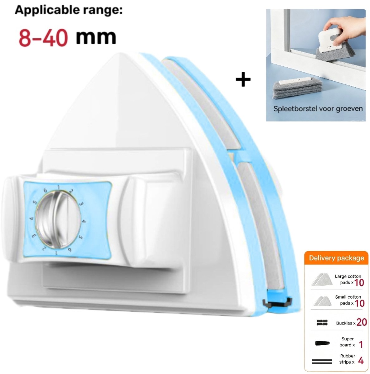 Magnetische Raamwisser Voor Dubbelglas8-40mm - Ruitenreiniger - Ramenwasser - Magneet Ramenwisser