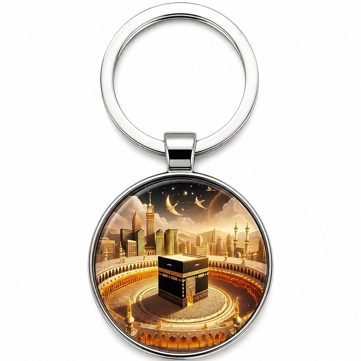 Baraka Treasures Islamitische Sleutelhanger - Kaaba Sleutelhanger - Mekka Sleutelhanger - Spirituele Cadeau Sleutelhanger - Islamitisch Cadeau - Eid Cadeau - Inclusief Opbergzakje - 2D