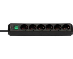 Brennenstuhl Eco-Line met schakelaar 6-voudig zwart 1,5m H05VV-F 3G1,5