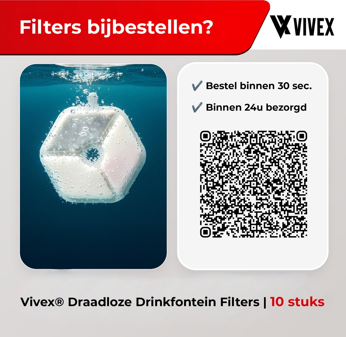 Vivex® Draadloze Drinkfontein - RVS - 4,5 Liter - Waterfontein voor Katten en Honden - Met Sensor en Accu - Incl. 12 Filters en cleaning tool - Fluisterstil - Extra Filters thumbnail 8