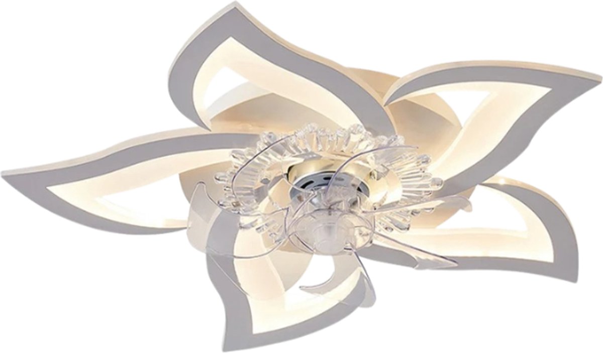 DIMICO - Plafond Ventilator met Verlichting - Plafondventilator Afstandsbediening - Wit - Slaapkamer- 220V - LED - 6 Snelheden