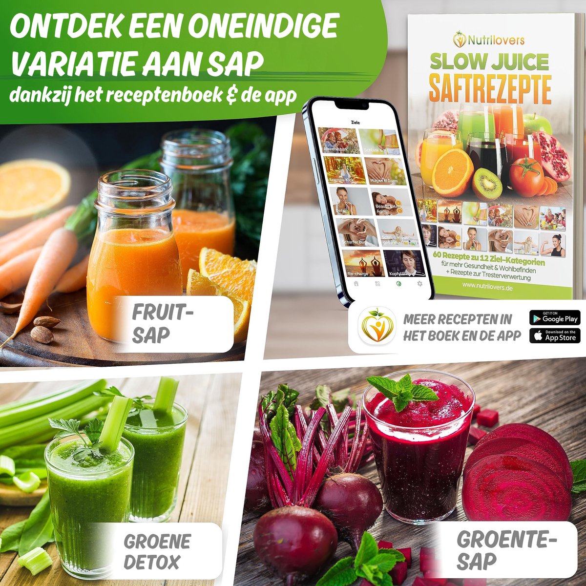 Nutrilovers Green-Press Slow Juicer 304 roestvrij stalen slak, BPA-vrij, Duits merk, hele vruchten, selderij, groenten en fruit, sapcentrifuge, testwinnaar , allround sappers, elektrisch [Energieklasse A+++] thumbnail 4