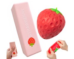2 stuks Aardbei Squishy butter stick Stressbal - Slow rising knijpspeelgoed - Realistisch eten fidget toy - Stressbal voor stressverlichting - Leuk cadeau en party favor - Aardbei