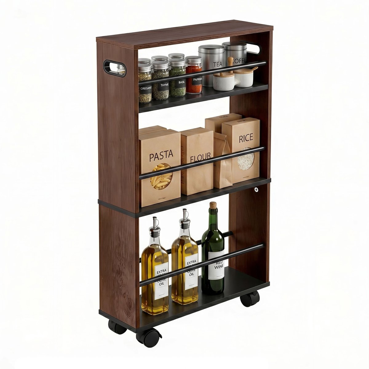 Niswagen - industrieel - zwart bruin - 15x80x45 cm - smal
