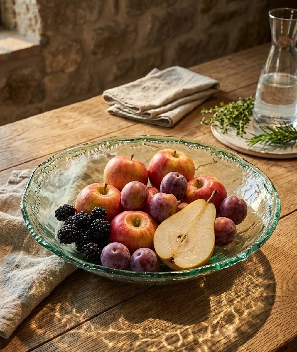 Schaal Vila | Groen Transparant | Glas | Fruitschaal | Serveerschaal | D42 x H12,5 cm