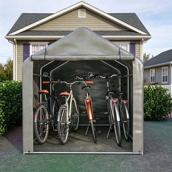 Draagbare schuren van 187x100x160cm en buitenopslag fietsentent met waterdichte hoes en robuuste carport garage voor motorfietsen vrachtwagens tuingereedschap generatoren ATV's stalen metalen zadeldak tiny house ondergrondse bunker schuilplaats