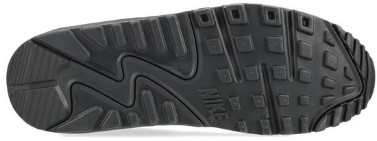 Zool van een Nike Air Max 90 sneaker, zwart met Nike logo.