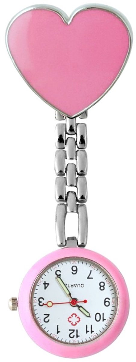 Fako® - Verpleegstershorloge - Zusterhorloge - Verpleegster Horloge - Hart - Roze