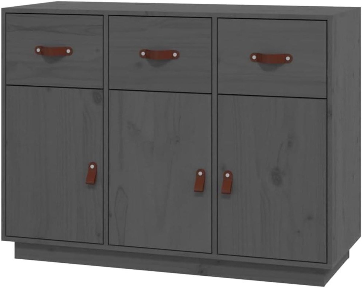 Houten Dressoir - Opbergkast Bijzetkast - Woonkamer Slaapkamer - Massief Grenenhout - 100x40x75 cm - Grijs