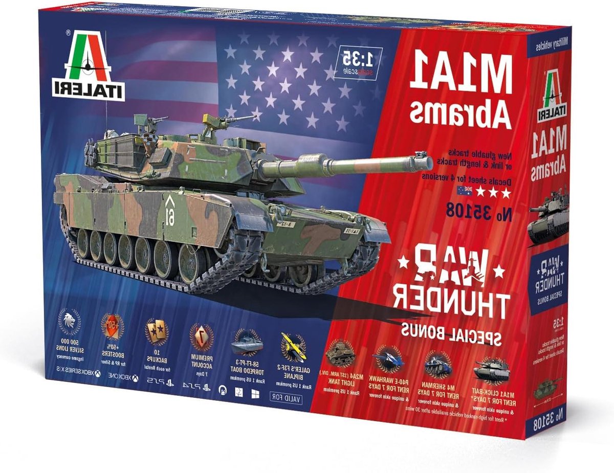 ITALERI 35108 M1A1 Abrams War Thunder Edition schaal 1:35 plastic modelkit/kunststof model om te monteren