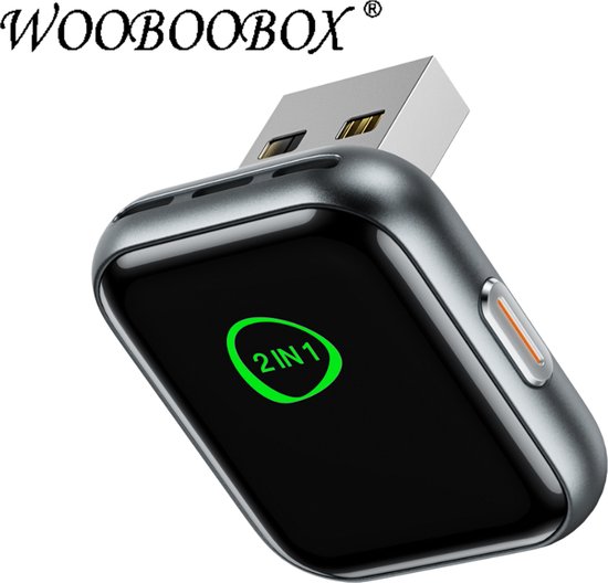 Draadloze CarPlay & Android Auto Adapter – WOOBOOBOX CarPlay Dongle USB-C/A Plug & Play, Handsfree Bellen, Navigatie