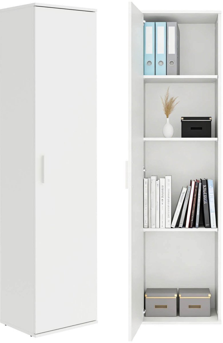 mokebo Multifunctionele kast smal (42 cm) 'Der Kompakte' in Antraciet – Smalle huishoudkast met 1 deur & 3 verstelbare legplanken – 180 cm hoog – Universele kast voor hal, badkamer of als bezemkast
