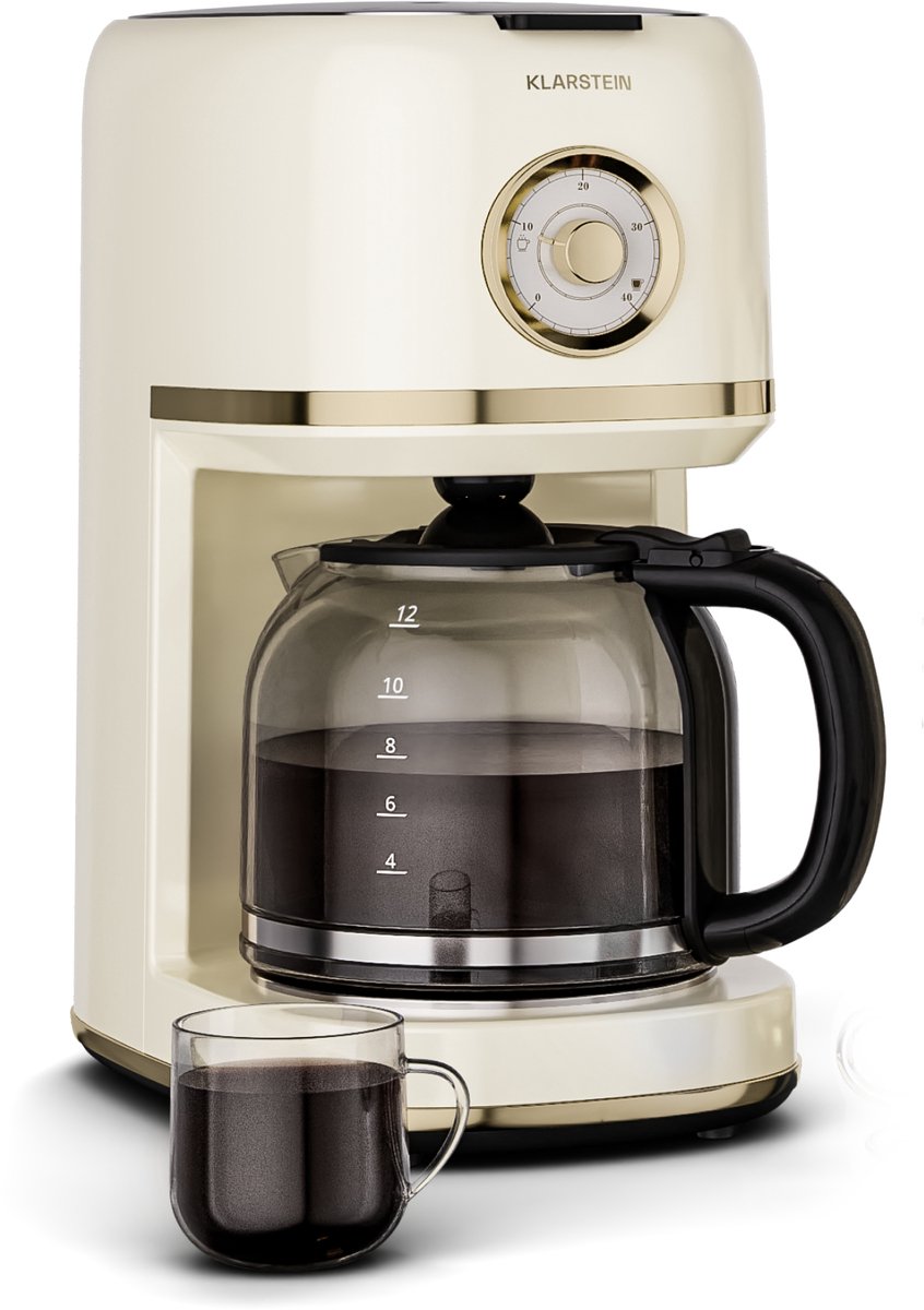 Klarstein Koffiemachine Victoria Filterkoffiemachine – met retro-design, 1,5 L voor tot 12 kopjes, warmhoudfunctie, anti-druppelsysteem, automatische uitschakeling - Koffiezetapparaat - voor Keuken - Coffee Machine - Koffieautomaat