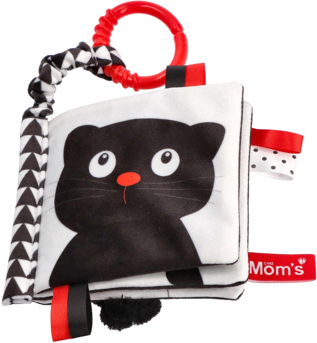 Mom's Care babyboek sensorisch speelgoed zwart-wit dieren OEKO-TEX.