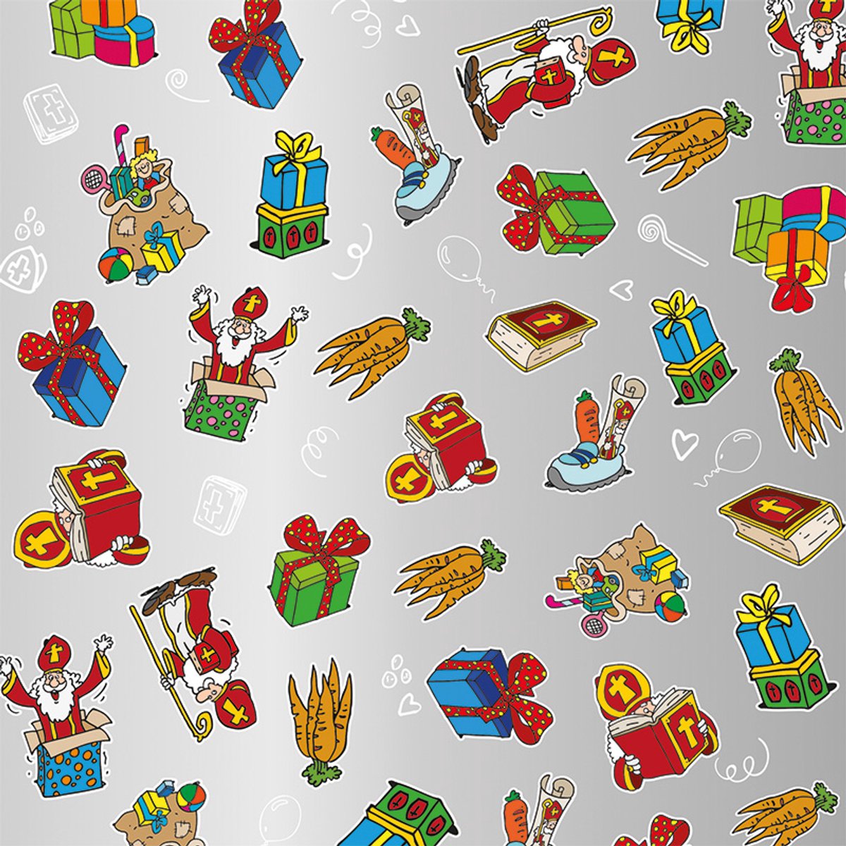 Cilgro cadeaupapier zilver Sinterklaas 200m x 50cm cadeaufolie.