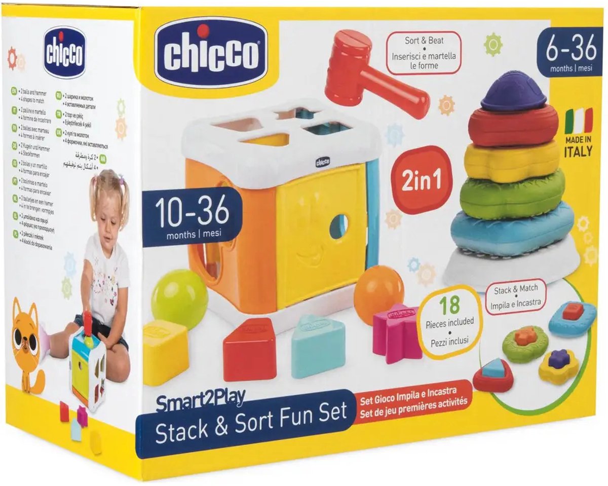 Chicco stapel- en sorteerspeelgoed bundel voor peuters - educatief speelgoed.