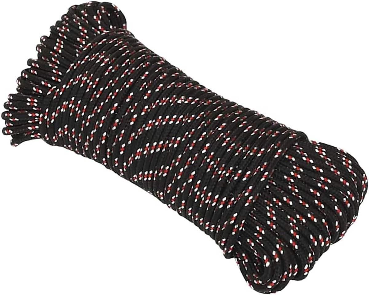 Boot Touw - Gevlochten Lijn - Varen Kamperen Vissen - Weerbestendig Polypropyleen - 5 mm 250 meter - Zwart