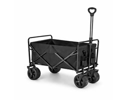 Bolderkar - Zwart - Extra Brede Wielen - Opvouwbaar - Laadvermogen - 80KG - Laadruimte 91 x 52 x 62 - Staal - polyester - PU Wielen - Festival/strand/camping Bolderkar