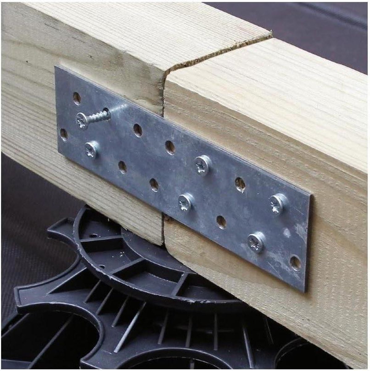 Metalen lat connector - Verbindingsstuk hout - Houtverbinding maken - Geperforeerd staal - 40x120x2mm