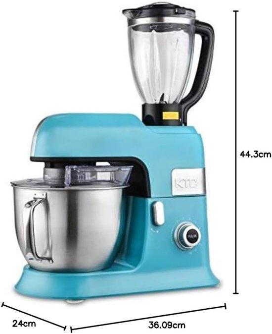 Keukenmachine 6.5L - Kneedmachine Mixer - Bakken en Koken - 1300W Krachtig Vermogen - 10 Snelheden - Blauw van Merkloos — afbeelding 2