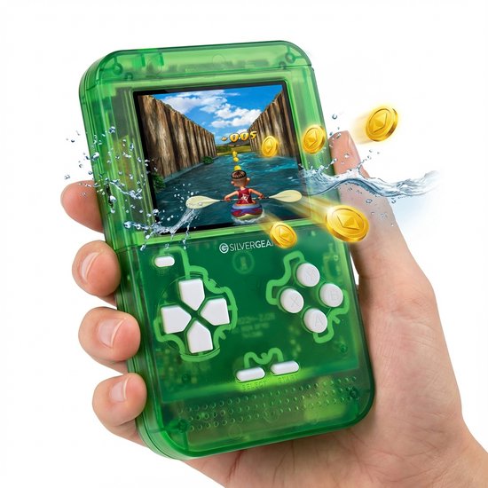 Retro Arcade Spelcomputer - Game Console - 150 Spellen - Mini Speelcomputer met Spelletjes - Handheld voor Vakantie - Onderweg in de Auto - Cadeau Jongens en Meisjes - voor Kinderen Leeftijd 3, 4, 5, 6, 7, 8, 9, 10, 11, 12, 13+ - Silvergear - Groen