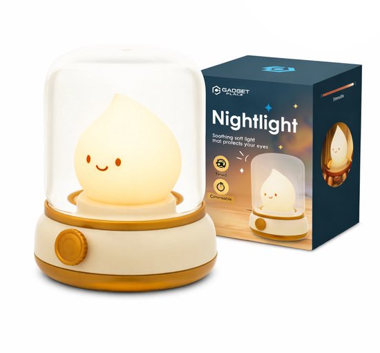 Oplaadbaar Nachtlampje kinderen - Draadloos - Dimbaar met 2 kleuren - Voor Baby - USB C - Bedlamp - Voor babykamer