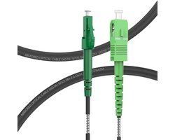 Glasvezelkabel SC/APC LC/APC - Patchkabel Simplex - Netwerkverbindingen - Gepantserde kabel - 30 meter - Zwart