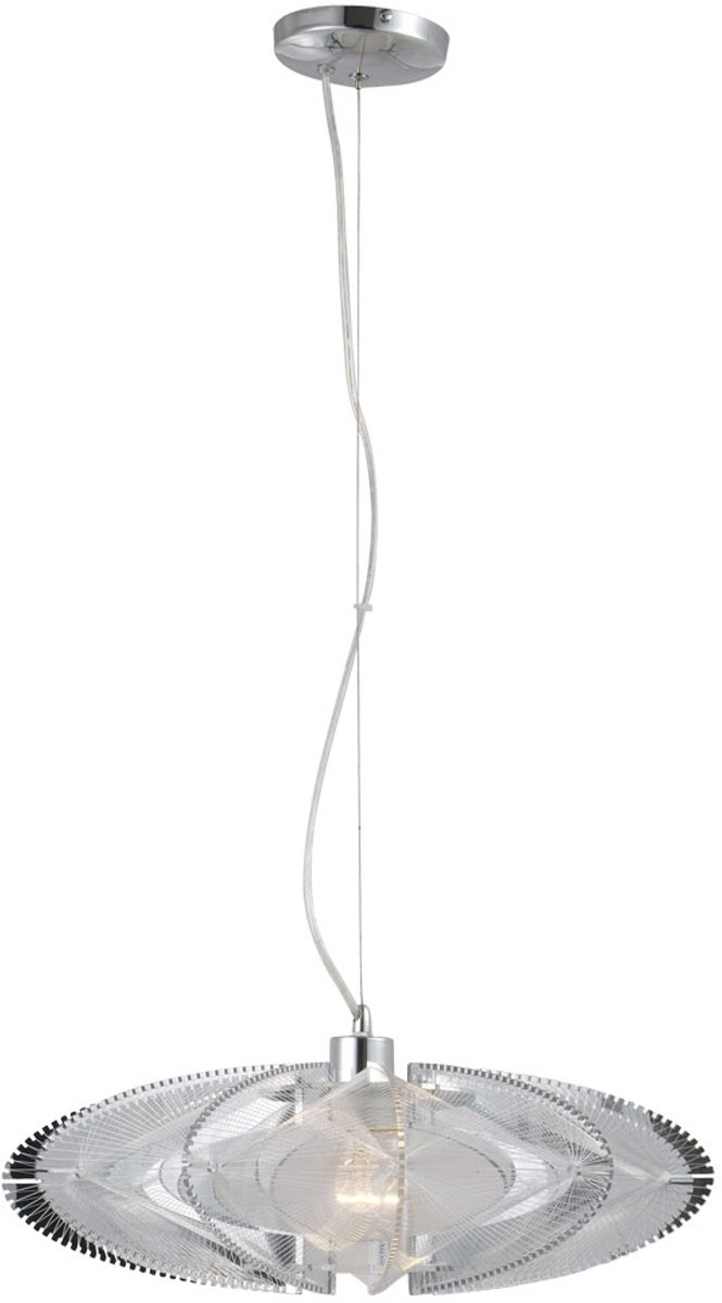 Hanglamp chroom hanglamp eetkamer woonkamer lamp plafondlamp rond zijde, metaal kunststof, 1x E27, DxH 50x150 cm