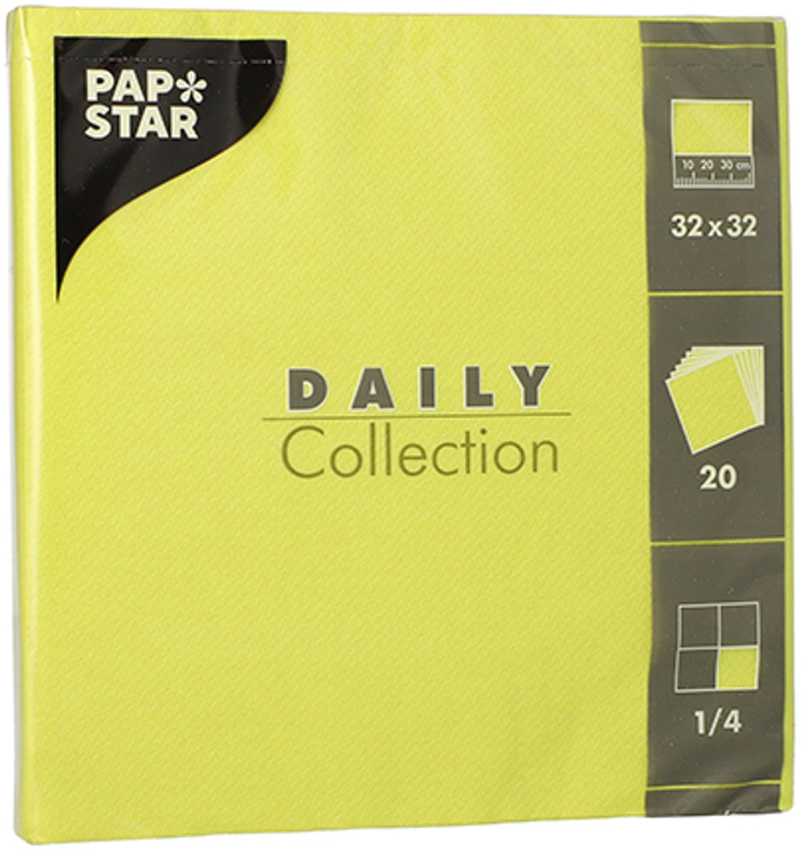 15x 20 Servetten DAILY Collection 1/4 vouw 32 cm x 32 cm lime