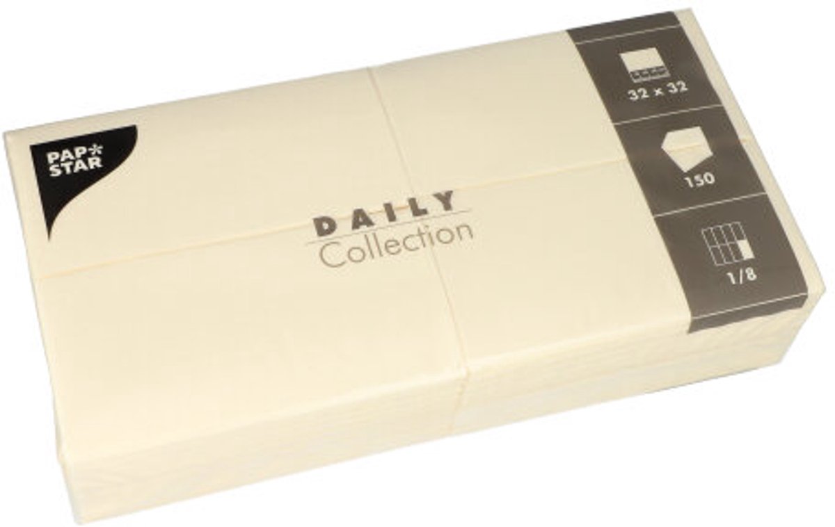6x 150 Servetten DAILY Collection 1/8 vouw 32 cm x 32 cm champagne