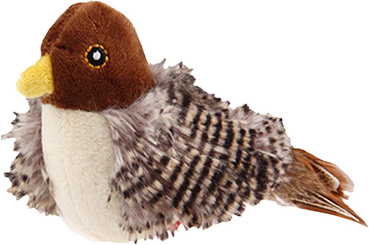 Vliegend Vogelspeeltje - Geluid Speeltje Kat - Binnenkatten Verrijking - Realistisch Tjilpend Geluid - 14x7cm