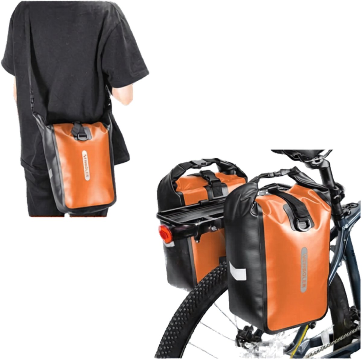 HOB Aqua Ride - Waterdichte Fietstassen - 2 stuks - Weersbesteding - Oranje - 2 x 20 L - Fietstas Waterdicht - Fietstassen Dubbel - Fietstassen Elektrische Fietsen
