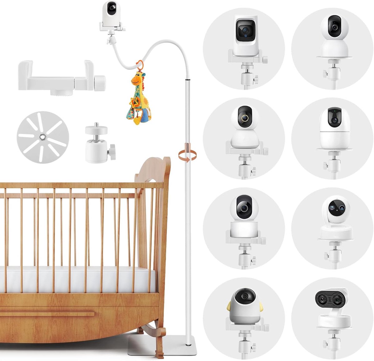 Babyfoonhouder Universeel - Camera Beugel - Babykamer Bewaking - Flexibele Hoogteverstelling - 55-175 cm
